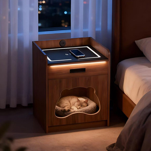 Cama para Gatos Compartida <span class=keywords><strong>con</strong></span> Mascotas, Mesita de Noche <span class=keywords><strong>con</strong></span> Cajón y <span class=keywords><strong>Nido</strong></span> Oculto para Gatos, Mueble 3 en 1 para Mascotas para Apartamentos Pequeños, Nuevo - Product Image 6