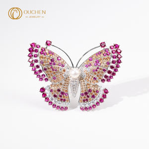 OUCHEN 2026ラボ成長ダイヤモンドジュエリーラグジュアリー9k 18kゴールドハイエンド女性用ブローチコサージュピン卸売ファッション - Product Image 1