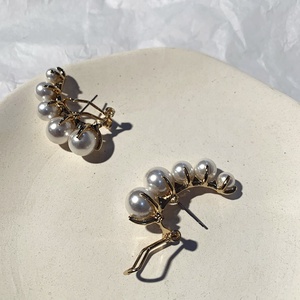 Francés vintage diseño simple S925 aguja de plata 18K chapado en oro Perla Barroca pendientes para las mujeres - Product Image 6