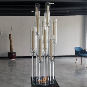 Vente flash, pas cher, grand candélabre <span class=keywords><strong>de</strong></span> mariage <span class=keywords><strong>en</strong></span> cristal à 10 bras avec tube <span class=keywords><strong>en</strong></span> <span class=keywords><strong>verre</strong></span> pour la décoration - Product Image 2