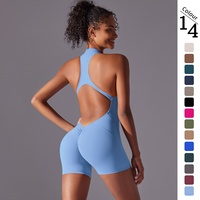 Nouvelle combinaison de yoga et de fitness une pièce, couleur unie, haute résistance, sensation seconde peau, moulante, pour le sport et la beauté