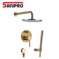 SANIPRO – mélangeur de robinet en laiton brossé, barre spéciale, pont d'exposition en laiton Vintage, Reproduction Antique en cuivre, ensembles de douche dorés