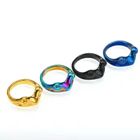 Niedlicher Glänzender Blauer Frosch-förmiger Edelstahl-Modeschmuckring Unisex Cartoon-Tier Fingerschmuck für Tägliches Casual- und Party-Tragen