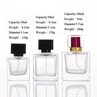 Flacon de parfum carré de luxe en verre avec couvercle, pulvérisateur à chaud, logo personnalisé, 30ml/50ml/100ml, flacon de parfum vide XF-24