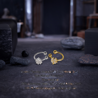 Bijoux de corps tendance en acier inoxydable 316L plaqué or PVD, bague ORO avec motif de fleur en cristal pour le septum nasal, unisexe
