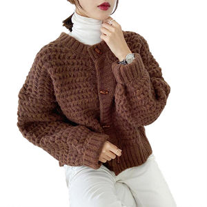 Seamless Integrated Fine Wool Knit Base Layer Women Winter Inner Wear Heavy Industry <b>Beaded</b> <b>Top</b> Crew Neck Ribbed Design Sweater - Product Image 4