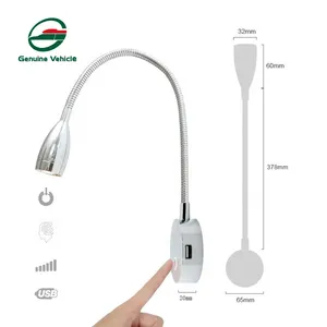 Luz de lectura Led con cuello para caravana, luz de lectura con cargador USB para yate y caravana