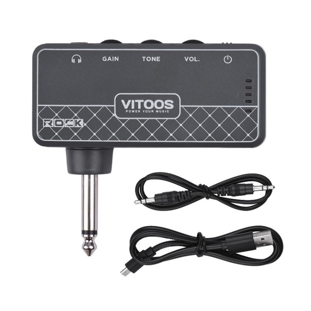 Guitar Headphone Amplifier Headphone Jack Aux in Volume Contorls Built-in Battery Headphone Amplifier Guitar Accessories