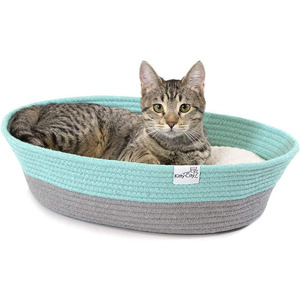 Lit pour chat tissé, ovale, bleu gris, pliable, pour chats, lavage à la main - Product Image 2