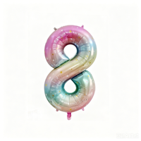 Ballon en aluminium 40 pouces élégant chiffre étoile arc-en-ciel, ensemble de décoration de fête d'anniversaire de luxe, vente en gros