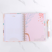 Carnet de notes A5 à spirale avec couverture personnalisée en lin/PP, pages séparées pour la planification mensuelle et quotidienne