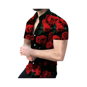 <span class=keywords><strong>Camicia</strong></span> Casual da Uomo Estiva Traspirante con Stampa, Asciugatura Rapida, Manica Corta, Vestibilità Slim, Taglie Forti, <span class=keywords><strong>Colletto</strong></span> Rovesciato - Product Image 3