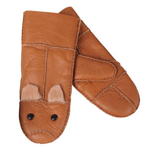 Guantes de Invierno Impermeables de Lana para Mantener el Calor, Guantes de Piel de Oveja Genuina, Mitones Cálidos sin Dedos para Niños - Product Image 1