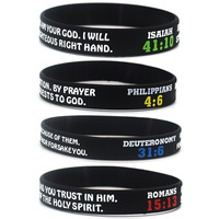 Bracelets en silicone imperméables avec versets bibliques en vrac, bracelets inspirants chrétiens, bracelets religieux bibliques, événement personnalisé