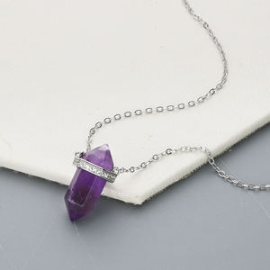 Joyería fina para mujer, colgante de varita de cuarzo rosa de piedra lunar <span class=keywords><strong>natural</strong></span>, collar de plata 925 de cristal curativo - Product Image 2