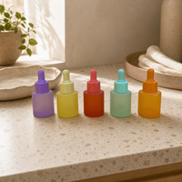 Flacon compte-gouttes en verre givré coloré écologique, à fond épais, pour huile cosmétique et sérum, avec bulbe en caoutchouc