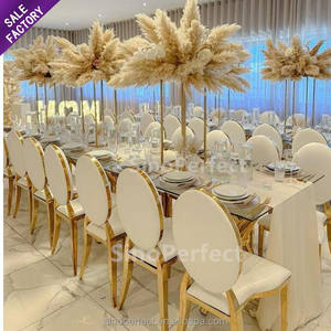 Nouvelle arrivée, design moderne, mobilier de banquet, chaise de salle à manger de mariage en acier inoxydable doré à vendre - Product Image 1