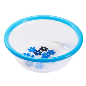 Transparent Plastic Washbasin Round Green Rim Student Basin For Household Use - Product Image 3