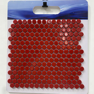 Combinazione di Piastrelle Rotonde Piccole Rosse Lucide di Lusso Retrò per Paraschizzi Cucina, Bancone Bar, Parete di Sfondo, Mosaico - Product Image 1