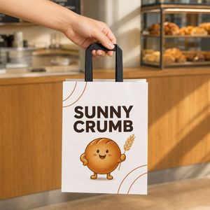 Bolsas de Papel Kraft Blancas con Logotipo Personalizado, Asas Planas Negras, para Panadería, Alimentos, Embalaje Reciclable, Bolsas de Compra al por Mayor, OEM - Product Image 4