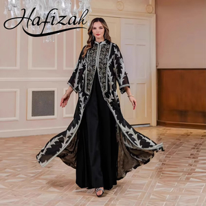 Luxury <strong>Black</strong> Embroidered Open Abaya Dress for Women Dubai Modest Islamic Fashion Elegant Long <strong>Kaftan</strong> Robe - Product Image 1
