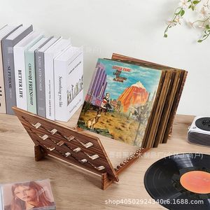 Estante de madera para discos de vinilo, organizador de almacenamiento de 1 nivel para CD, álbumes y libros. - Product Image 2