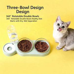 Tazón de Plástico Antideslizante para Gatos, <span class=keywords><strong>Bebedero</strong></span> por Gravedad 3 en 1, Fácil de Desmontar - Product Image 2