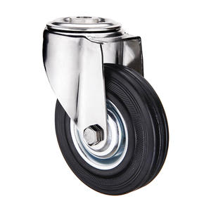 Schwarzer Gummi verzinkt in voller Größe Öl feste Rad rolle Rollen drehbar Starre Verriegelung bremse Müllwagen Wagen rollen - Product Image 5