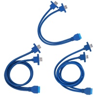 0.3m 0.5m 0.8m idc biru 20 pin ke dual usb 3.0 kabel ekstensi perempuan