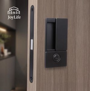 Магнитный замок для спальни с деревянной дверью, встроенный поворотный раздвижной дверной замок, минималистичный бесшумный раздвижной замок с двусторонней невидимой ручкой - Product Image 1