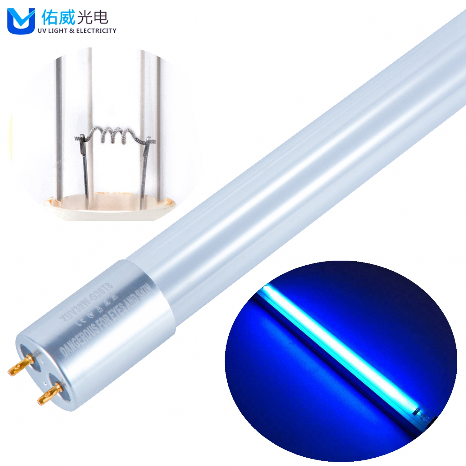 Uvc лампа 25 Вт/30 Вт/36 Вт бактерицидный свет CE ROHS стерилизация китайская кварцевая трубка Антивирусная бактерия дезинфекция T8 настенная УФ-лампа