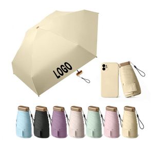 Parapluie personnel imperméable pour femmes, petit cadeau pour dames et filles, léger, compact, de poche, anti-UV, mini parapluie pliable en 5 sections avec logo - Product Image 1
