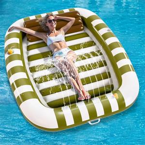 Bleu gonflable piscine chaise longue flotteur grand lit <span class=keywords><strong>de</strong></span> bronzage pour adultes enfants en plein air soleil <span class=keywords><strong>bain</strong></span> flottant radeau oreiller eau - Product Image 4