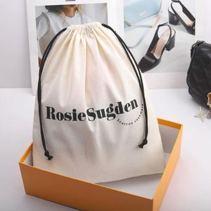 High Quality Natural Cotton <b>Dust</b> <b>Bag</b> for Shoe Packing Custom Logo Printing Organic Cotton Drawstring Cosmetic Muslin Pouch - Product Image 1