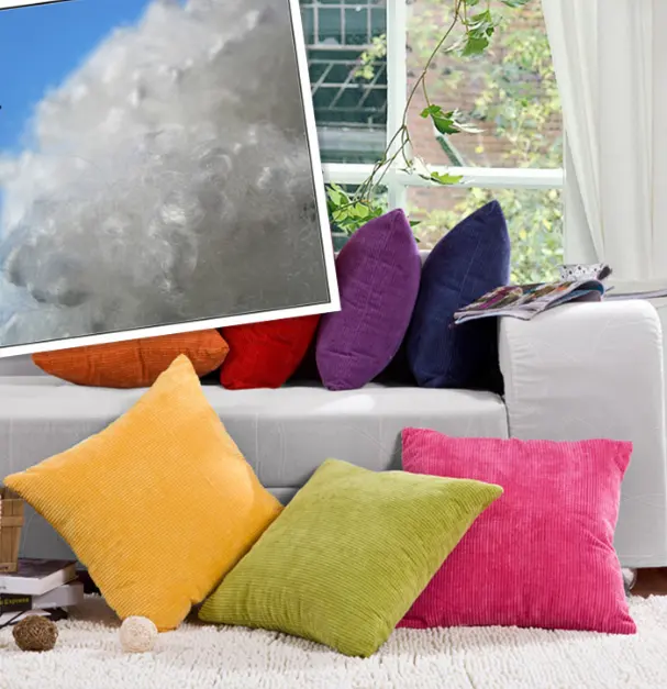 Doldurma yastıkları yastıkları veya kanepe malzemeleri 3D * 64mm HC beyaz renk polyester elyaf