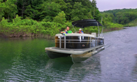 Bateau ponton de loisirs L-16 homologué CE, configuration canapé, éclairage de navigation, coque en fibre de verre, tubes en alliage d'aluminium, tourisme, 90 CV
