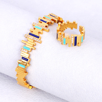 Ensemble de bijoux de luxe pour femme, bracelet et bague, avec zircone blanche, motif goutte d'huile superposé irrégulier et motif balle latérale, personnalisable