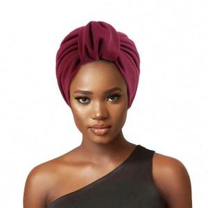 Vente en gros d'accessoires de mode pour cheveux avec logo personnalisé, turbans de couleur unie en POLYESTER SPANDEX, grand nœud, foulard musulman pour femmes, toutes saisons - Product Image 1
