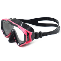 Masque de plongée à lentille unique avec cadre en silicone transparent, anti-buée, verre étanche pour les jeunes enfants, lunettes de natation