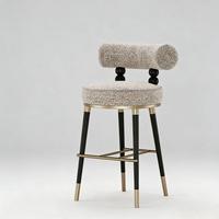 Tabouret de bar en velours de luxe, chaise haute moderne et minimaliste en acier inoxydable pour villa et projet d'îlot de cuisine haut de gamme