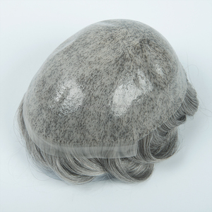 Prêt à expédier : Toupet 100 % cheveux humains vierges Remy indiens, base PU 08-10, brun foncé/clair, ligne de cheveux naturelle, longueur 6 pouces - Product Image 1