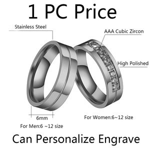 แหวนคู่รักทำจากสเตนเลสสไตล์ยุโรปและอเมริกาประดับพลอยเพทายไทเทเนียมเครื่องประดับเวอร์ชั่นเกาหลีขายส่ง - Product Image 2