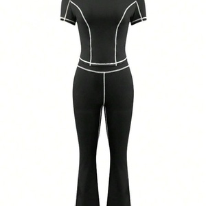 Viviblook Z314ST02 Conjunto de mujer Nuevo conjunto de Top y pantalones de manga corta para yoga deportivo ajustado Conjunto de chándal para mujer Conjunto de dos piezas para mujer - Product Image 4