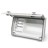 Boîte de rangement sous châssis pour pick-up 4x4, fourgonnette de camping, boîte à outils en aluminium blanc pour outils et équipement de récupération