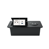 Prise de courant Schuko en alliage d'aluminium pour table, avec USB Type-C, 2/3 prises, auto-mise à la terre, 110V-250V, IP44, 10A, charge sans fil