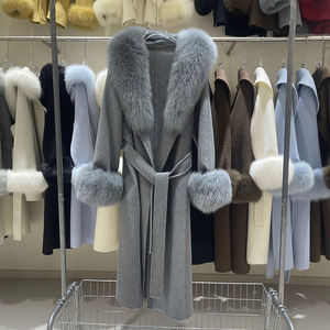 Nuovo Design Vendita Calda Cappotto in Lana per Donna Cashmere Double-Face Tessuto in Lana OEM <span class=keywords><strong>con</strong></span> <span class=keywords><strong>Pelliccia</strong></span> <span class=keywords><strong>di</strong></span> Volpe - Product Image 3