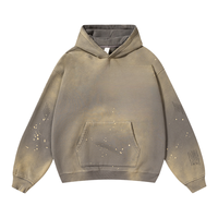 Sweat à capuche délavé imprimé style urbain, dégradé décontracté, design vintage, impression numérique 3D, coupe oversize, respirant, logo personnalisé