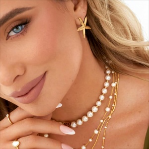 Bijoux personnalisés, nouvelles tendances, boucles d'oreilles en acier inoxydable en forme d'étoile de mer, plaquées or 18 carats, bijoux de mode pour femmes et filles - Product Image 3