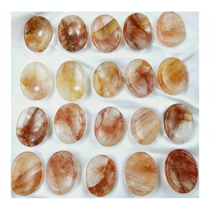 Feng Shui Style Crystal Thumb Stone Cuarzo de fuego natural para curar y preocuparse Técnica de pulido de Palma - Product Image 1