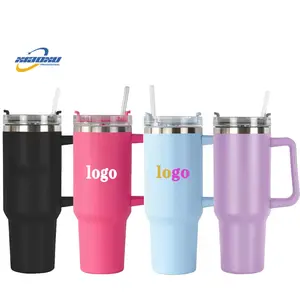 Obral Besar 40oz Tumbler bir dengan pegangan dan sedotan cangkir Travel dapat digunakan kembali vakum desain baru tersedia